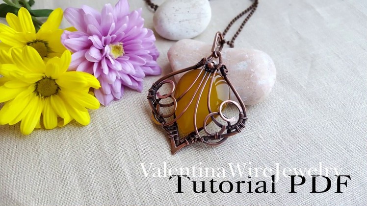 Tutorial Wire wrapped Copper YELLOW ONYX pendant