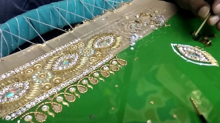 Zari work : making saree border design