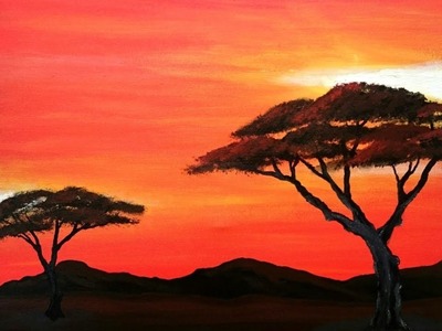 African painting-Trees-- Acrylic painting for beginners- Easy painting