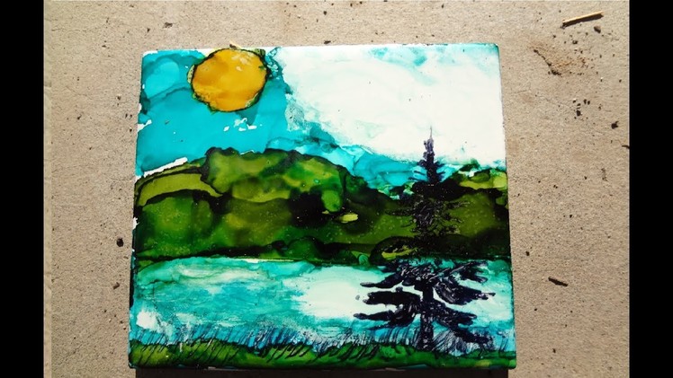 Alcohol Ink: How To Make Mountain and Lake Scenery