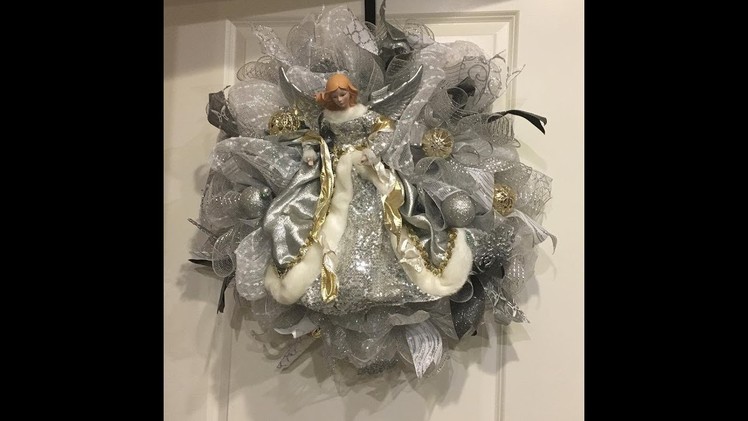 Angel Wreath pouf ruffle with silver and white