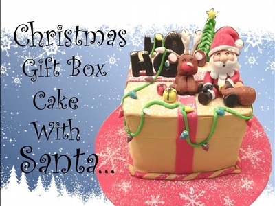 Christmas gift box cake with Santa | Christmas cake decoration