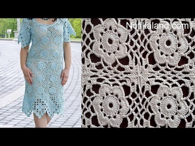Crochet  pattern for dress  PART 2 How to join motif