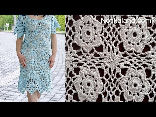 Crochet  pattern for dress  PART 2 How to join motif