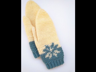 Crochet snowflake mittens