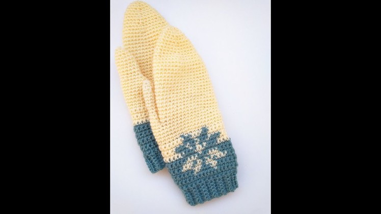 Crochet snowflake mittens
