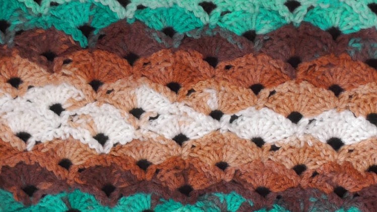 Diagonal Shells Crochet Stitch - Right Handed Crochet Tutorial