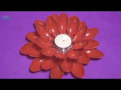 DIY Diwali. Christmas Home Decoration Ideas - DIY Disposable Spoon Candle Stand