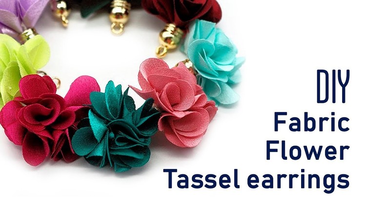 DIY Fabric flower tassel charms earrings | jewelry for beginners  | Beads art