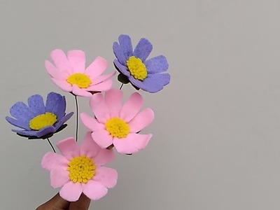 DIY Felt cosmos flowers | Cara membuat bunga flanel cosmos