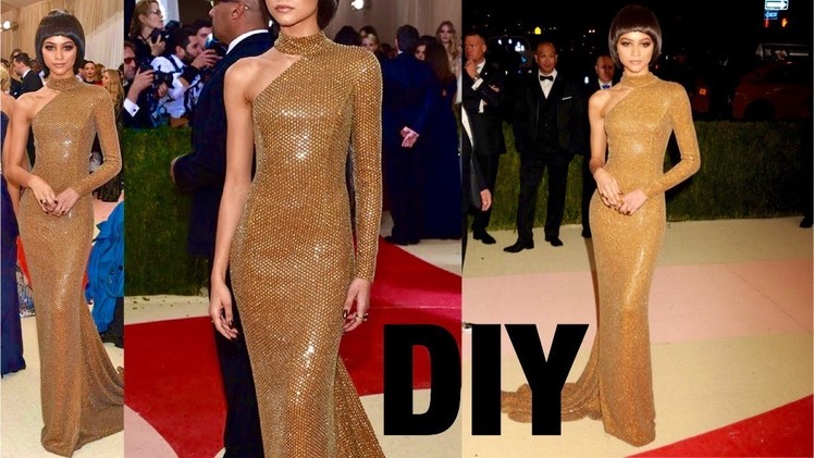 DIY.ONE SHOULDER GLITTER GOWN WITH CHOKER NECK. HOLIDAY DRESS FROM SCRATCH