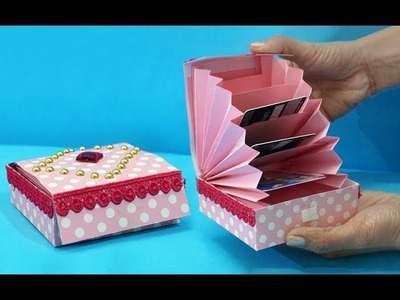 DIY Paper Crafts: Easy Magic Paper Gift Box DIY | Accordion Cardholder Ideas | StylEnrich Crafts