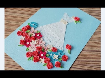 DIY Paper quilling Flower Card Design 40. Quilling Flower Wedding Card