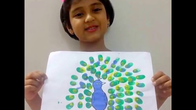 Finger Painting Peacock, Learn finger painting by kids - coloring activity for kids
