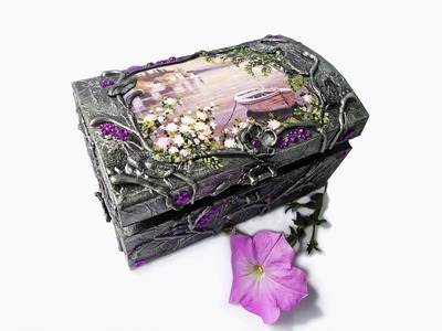 Hand decorated jewelry boxes with decoupage and one stroke painting .Collection 2