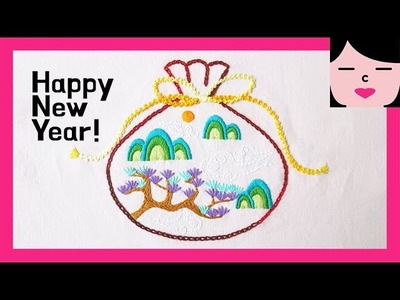 Happy new year fortune pouch hand embroidery 복주머니 프랑스자수 같이 해요.