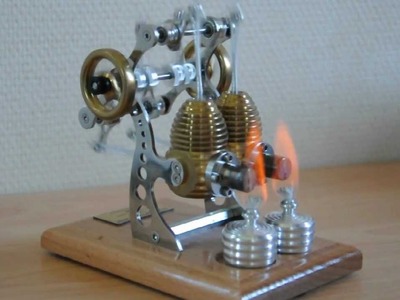 High speed twin cylinders (bi-cylindres) Stirling engine