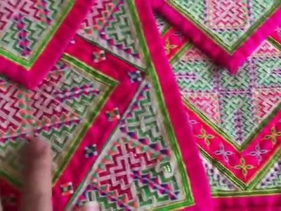 Hmong money bag fabric cross stitch patterns vs the new style