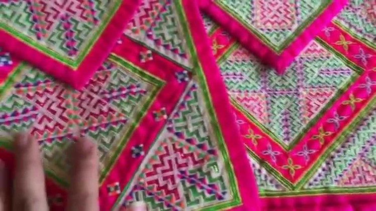 Hmong money bag fabric cross stitch patterns vs the new style
