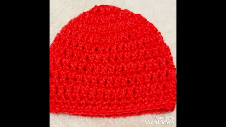 How to crochet Newborn baby beanie.cap