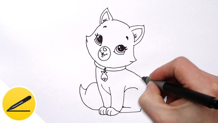 How to Draw a Cat for Kids - Cute Drawing of Animals