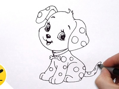 How to Draw a Dog (Puppy) for Kids - Cute Drawing of Animals