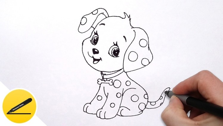How to Draw a Dog (Puppy) for Kids - Cute Drawing of Animals