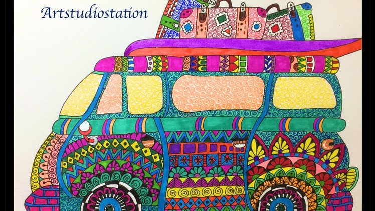 ????  ????  How to draw Mandala Bus ????  ????