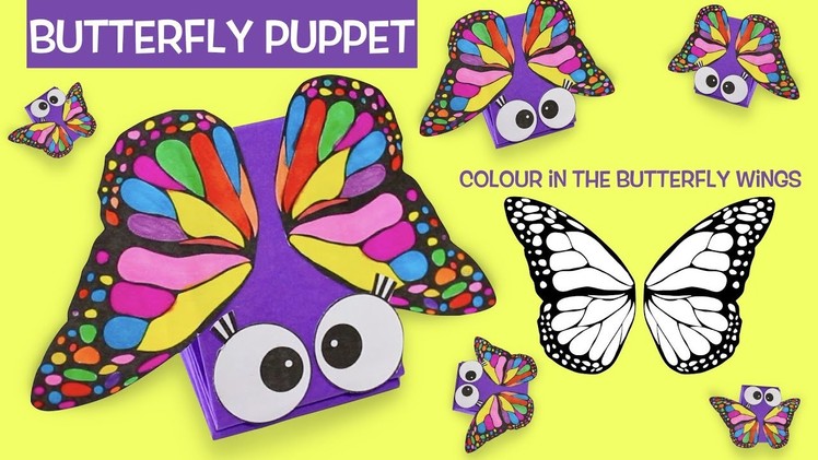 How to Make a Butterfly Paper Puppet | Color in the butterfly wings.