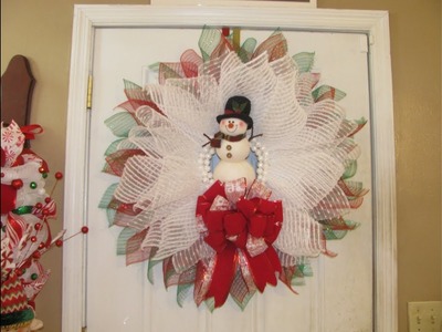 How To Make Carmen's Snowball Mesh Snowman Flower Wreath