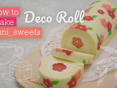 How to make floral design Rollcake! | yunisweets Deco Roll