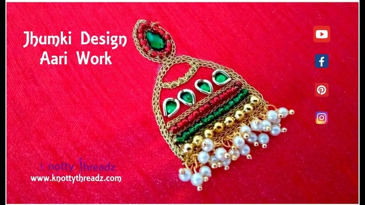 Jhumki Design Aari Work for Blouses and Kurtis Using Loreals | Trending Now | www.knottythreadz.com