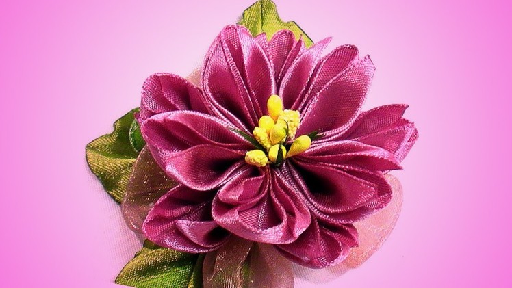 Kanzashi flower tutorial DIY ribbon flowers