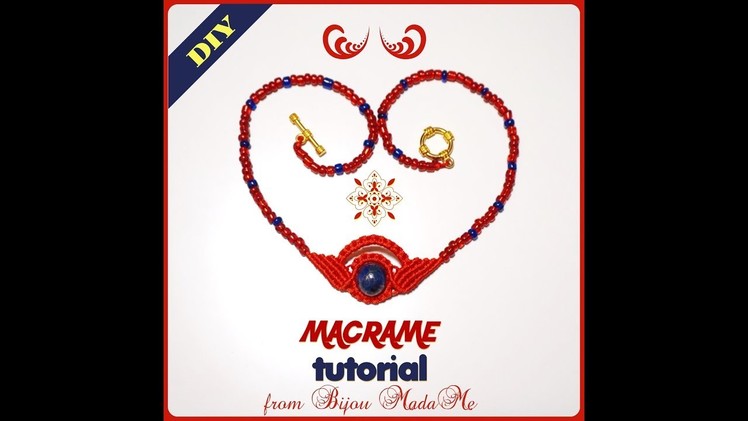 Macrame necklace tutorial. DIY macrame jewelry. How to make an easy egyptian macrame necklace.