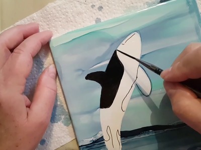 Painting an Orca Whale in alcohol ink