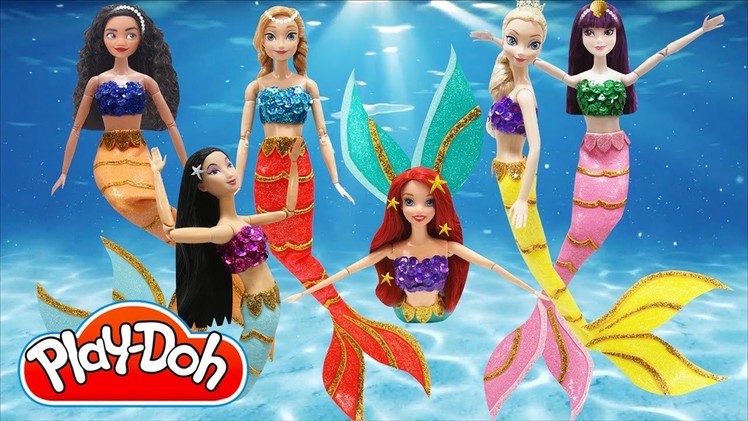 Play Doh Mermaids Disney Princess Moana Anna Elsa Ariel Mulan and MAL Descendants 2