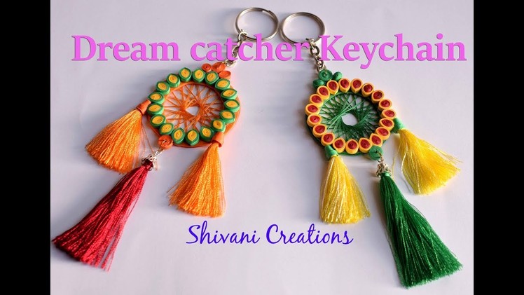 Quilled Silk Thread Dream Catcher Key chain. Quilling Key chain. Silk thread Tassels