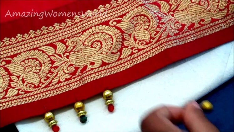 Saree KUCHU |Tassels | Latkans | Brocade Dupatta Crystal & Gold  beads making - Pallu kuchulu