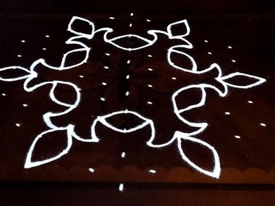 Simple Flowers kolam designs with 11-6 middle | chukkala muggulu with dots| rangoli design
