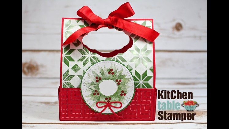 Stampin' Up! Painted Harvest Christmas Wreath K Cup Tote Tutorial with Kitchen Table Stamper