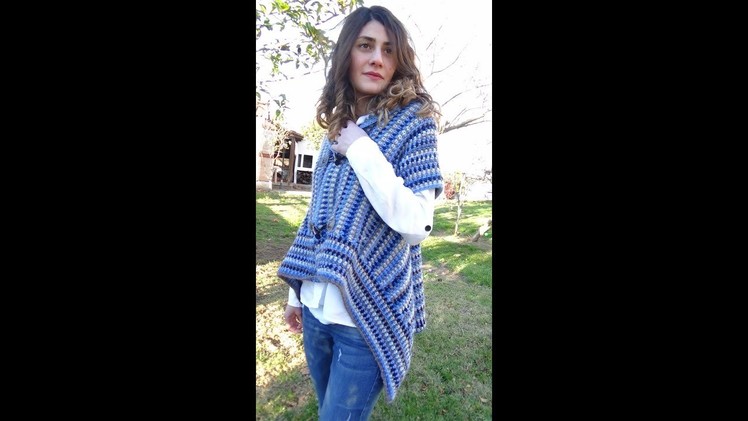 Striped Crochet one piece Cardigan! Easy and warm!