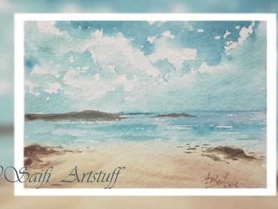 Watercolor Landscape Sea Clouds By Saifi Artstuff