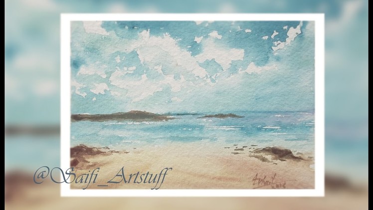 Watercolor Landscape Sea Clouds By Saifi Artstuff