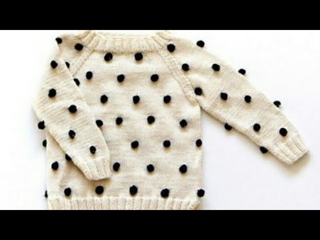 Woolen bubbles on sweater.Knitting in hindi.Sweater for babies:Design-96