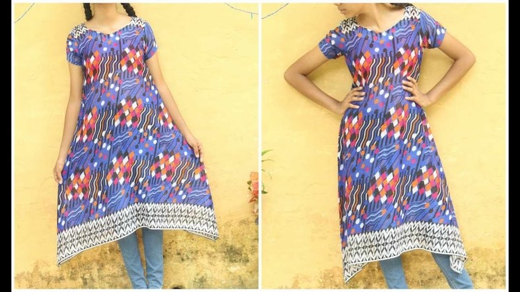 Asymmetrical Kurti Cutting And Stitching | High Low Kurti