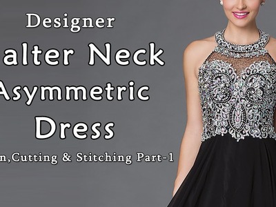 Designer Halter Neck Dress with Asymmetric Hemline | Halter Neckline