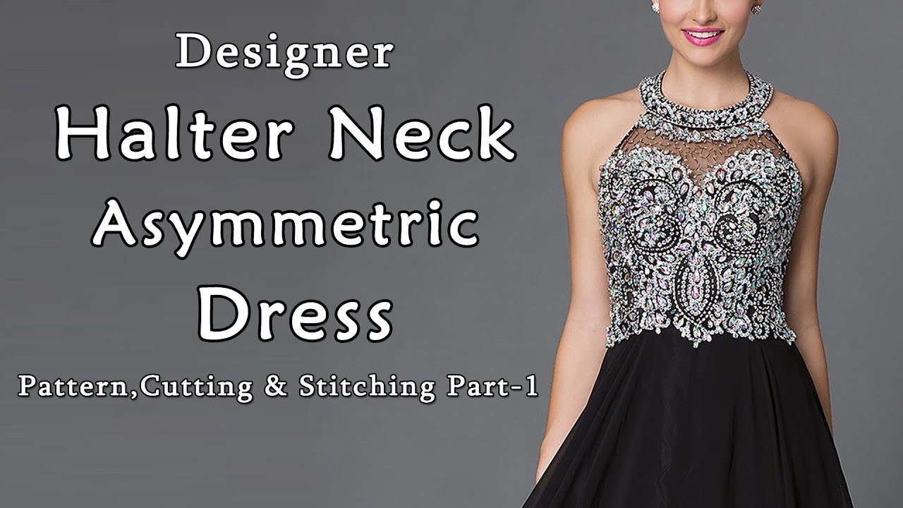 asymmetric halter neck dress