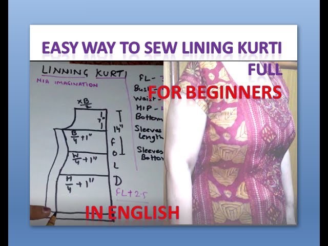 Easy way to sew Lining kurti Full for Beginners | in English