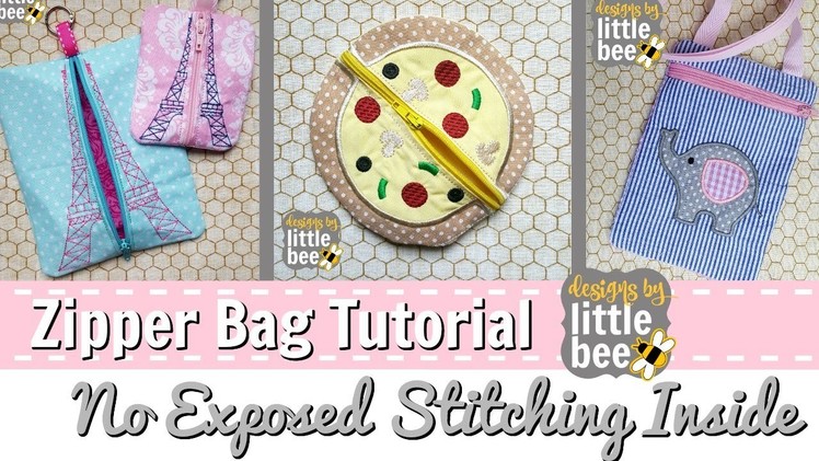 "Flipper Zipper" No Exposed Stitching Inside Bag, In the Hoop Embroidery Zipper Bag Tutorial