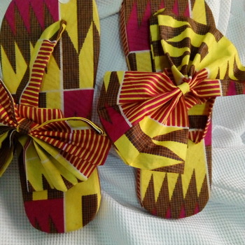 Flops branded in African prints
